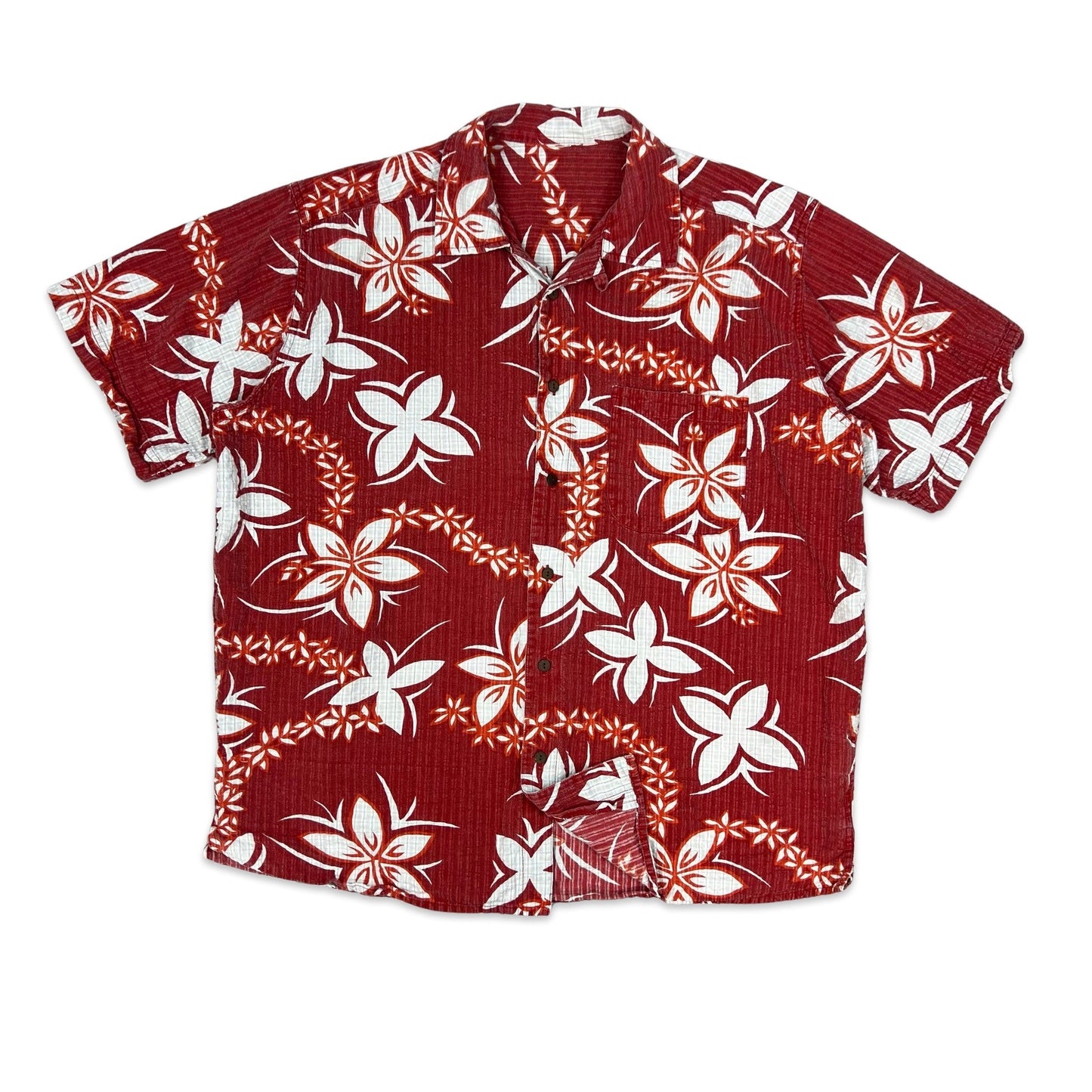 Vintage Red & White Floral Hawaiian Shirt XL XXL