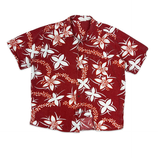 Vintage Red & White Floral Hawaiian Shirt XL XXL