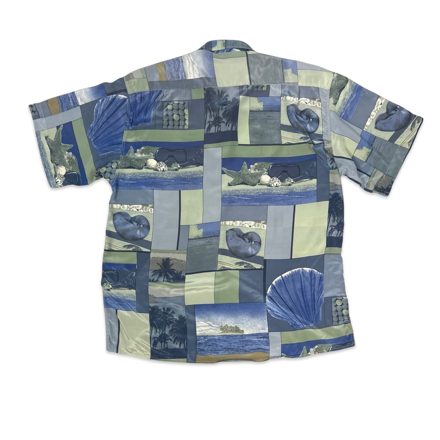 Vintage 80s Pierre Cardin Seashell Print Silk Shirt L XL