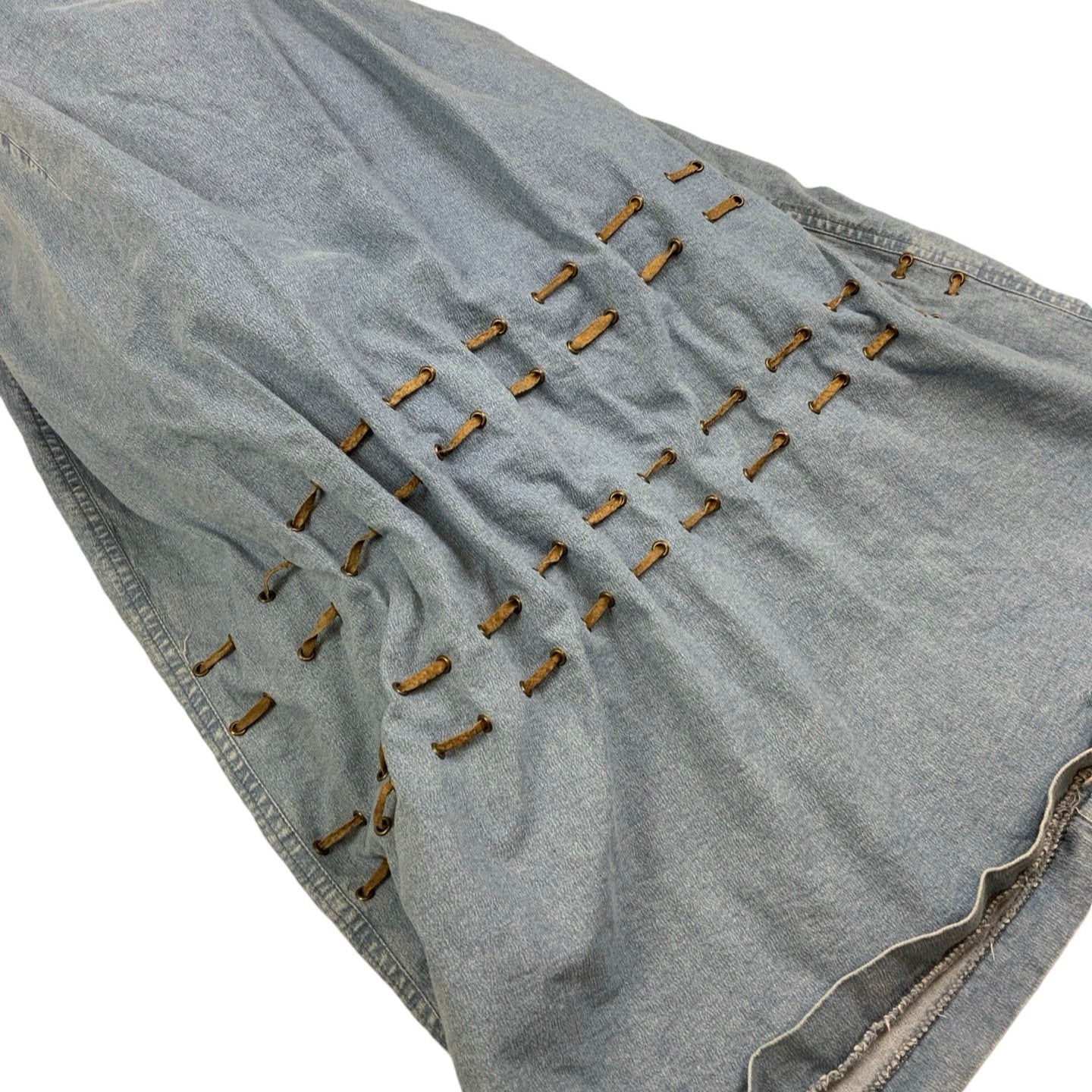Vintage 90s 00s Y2k Suede Leather Tassel Sleeveless Midi Festival Boho Summer Dress 10 12 S