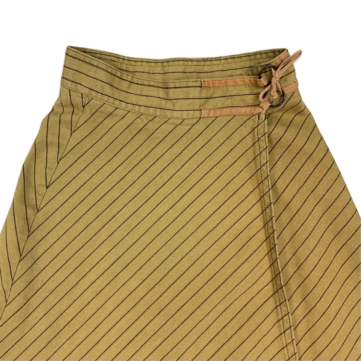 90s Khaki Green & Brown Striped Skirt 4