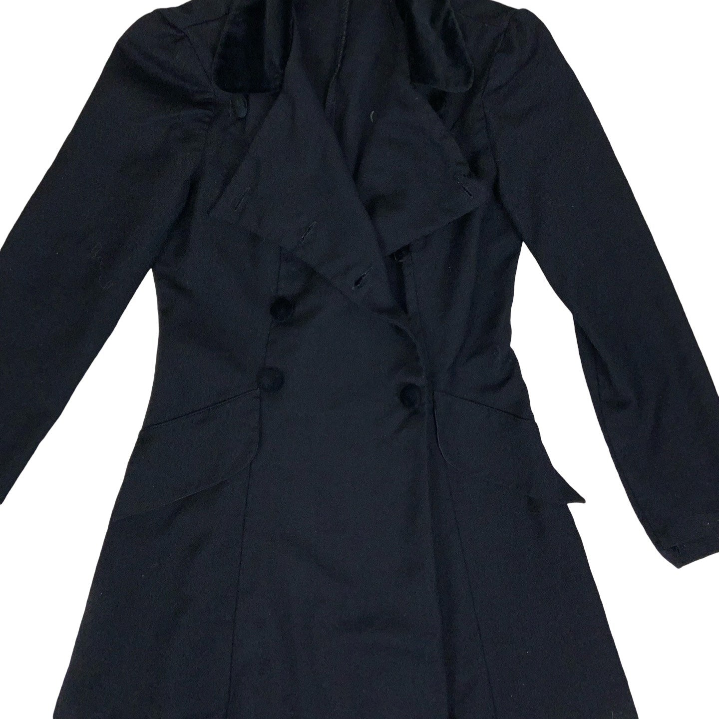 Vintage Black Double Breasted Gothic Wool Duster Blazer Coat 8 10 XS S
