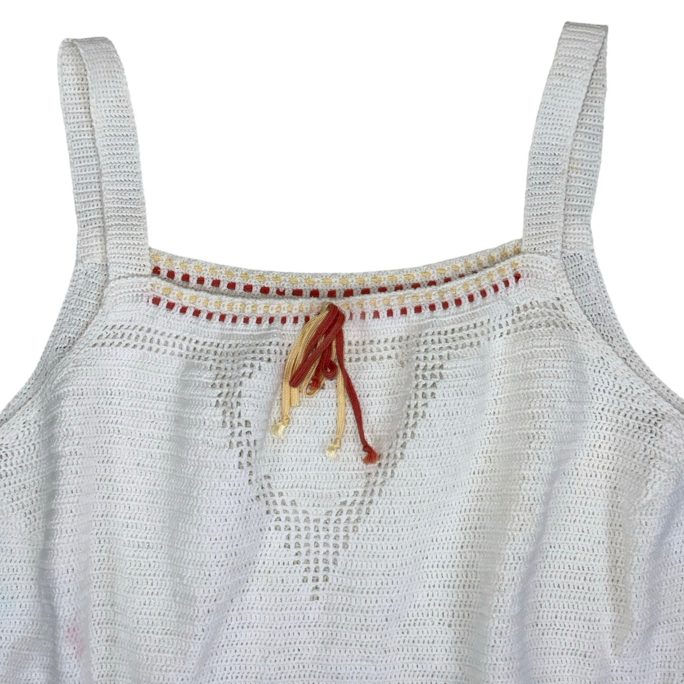 Vintage 90s Y2K White Yellow Orange Tank Top UK 8 10