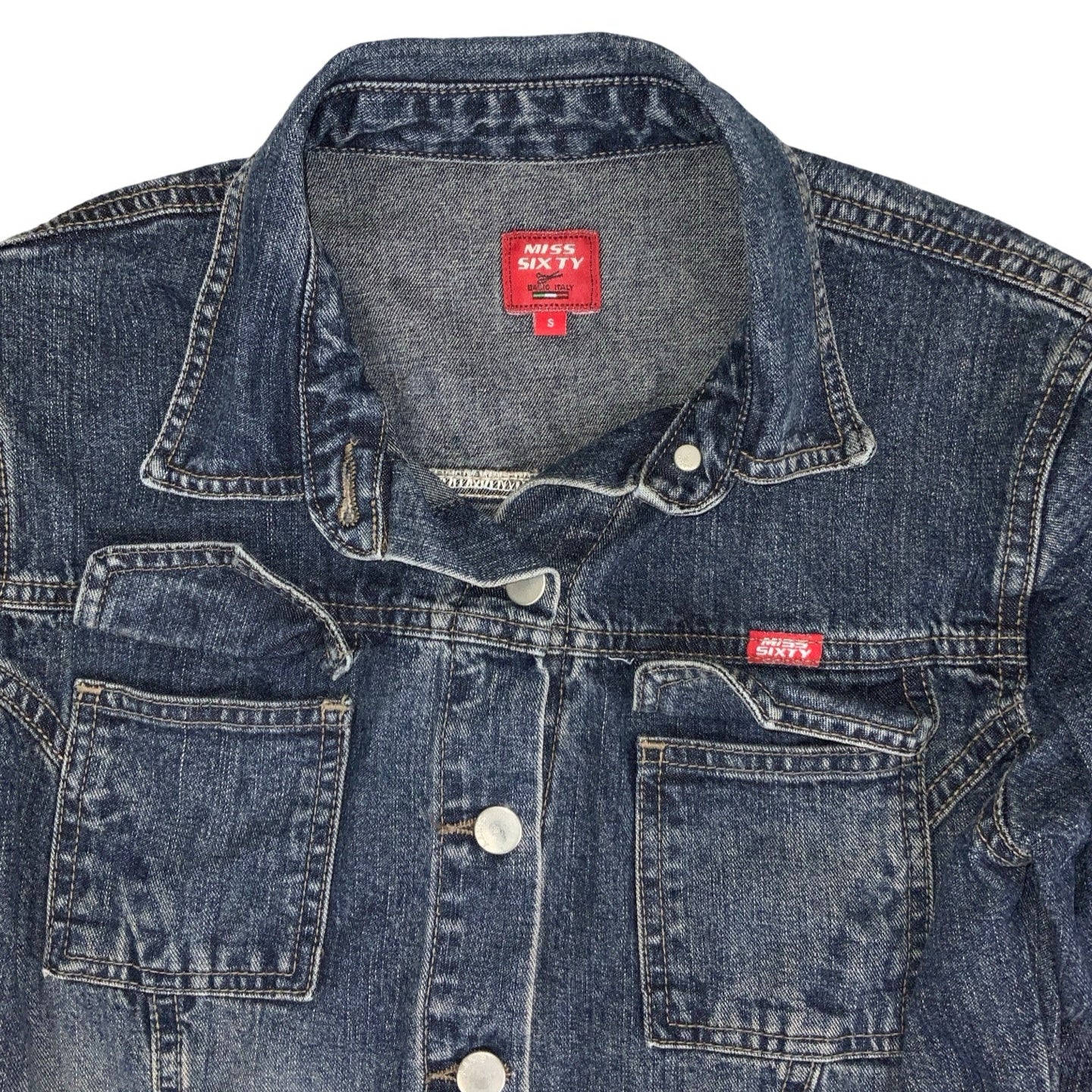Vintage 90s 00s Y2K Miss Sixty Distressed Denim Midi Shirt Dress 8 10 XS