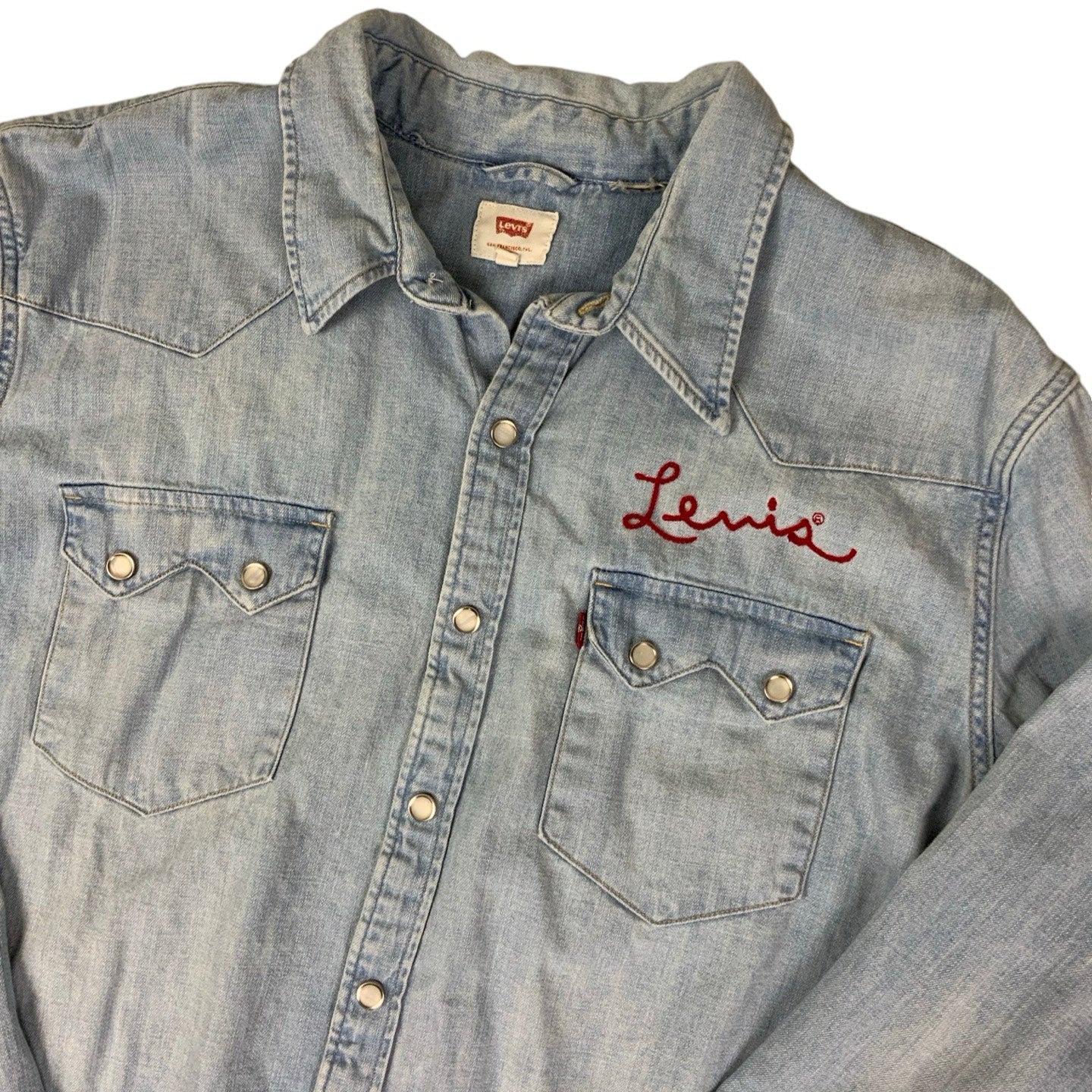 Vintage 90s Levi’s Embroidered Denim Shirt M L