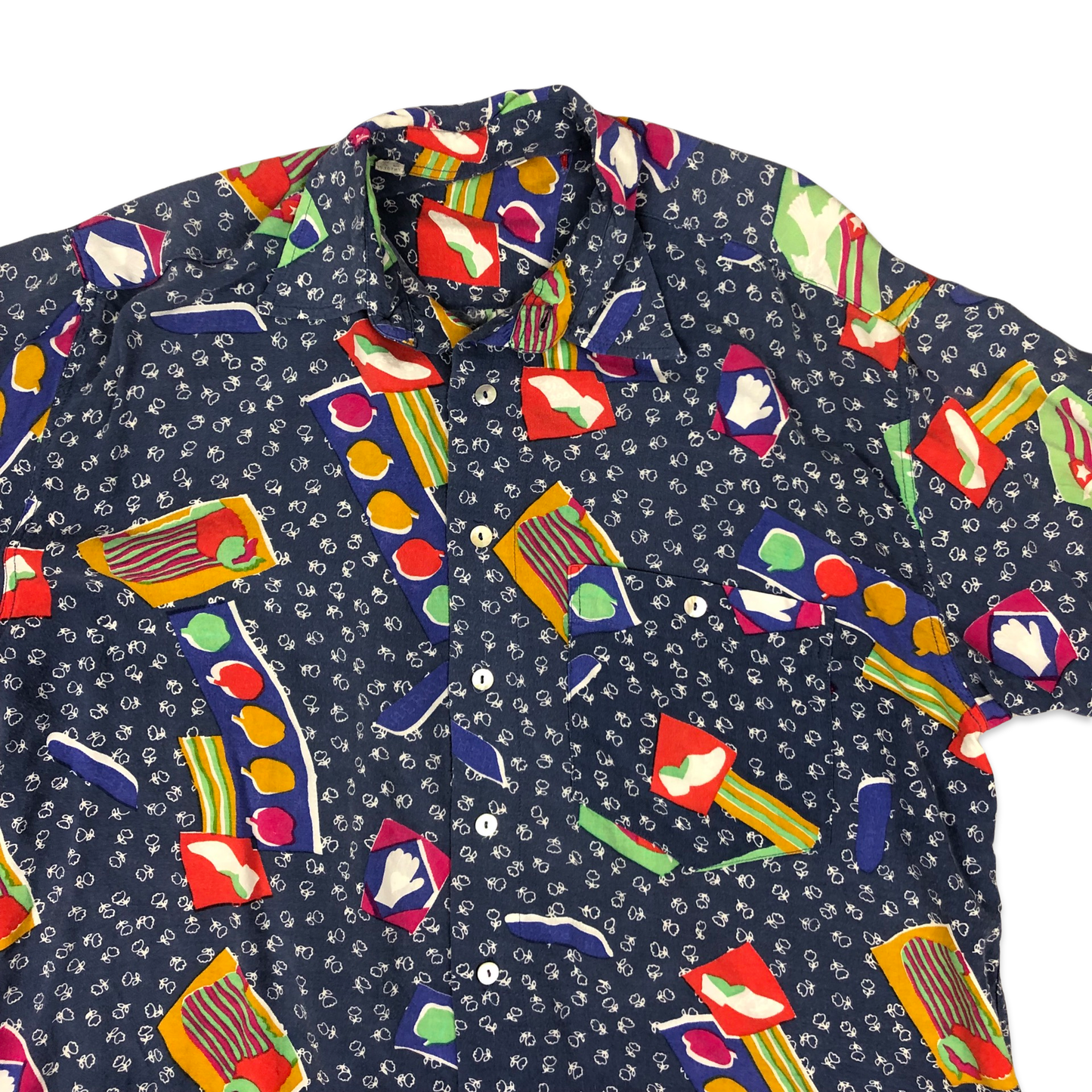 Vintage 80s Crazy Abstract Print Shirt XL