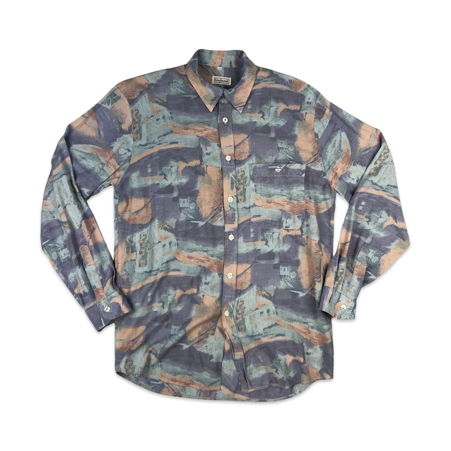 Vintage 80s 90s Abstract Print Pink and Purple Shirt M L