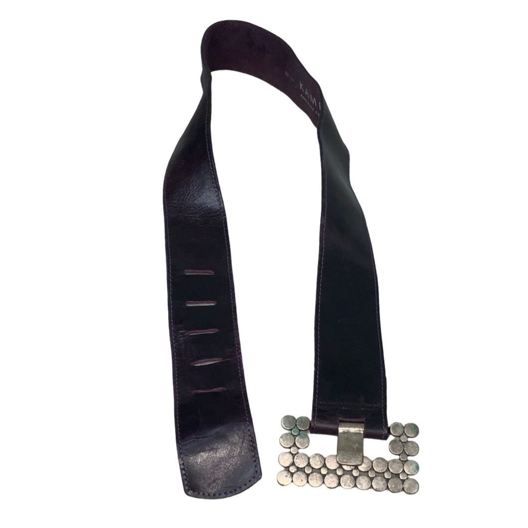 Vintage 90s 00s y2k ‘Kampara’ Purple Soft Suede Leather Silver Square Buckle Belt