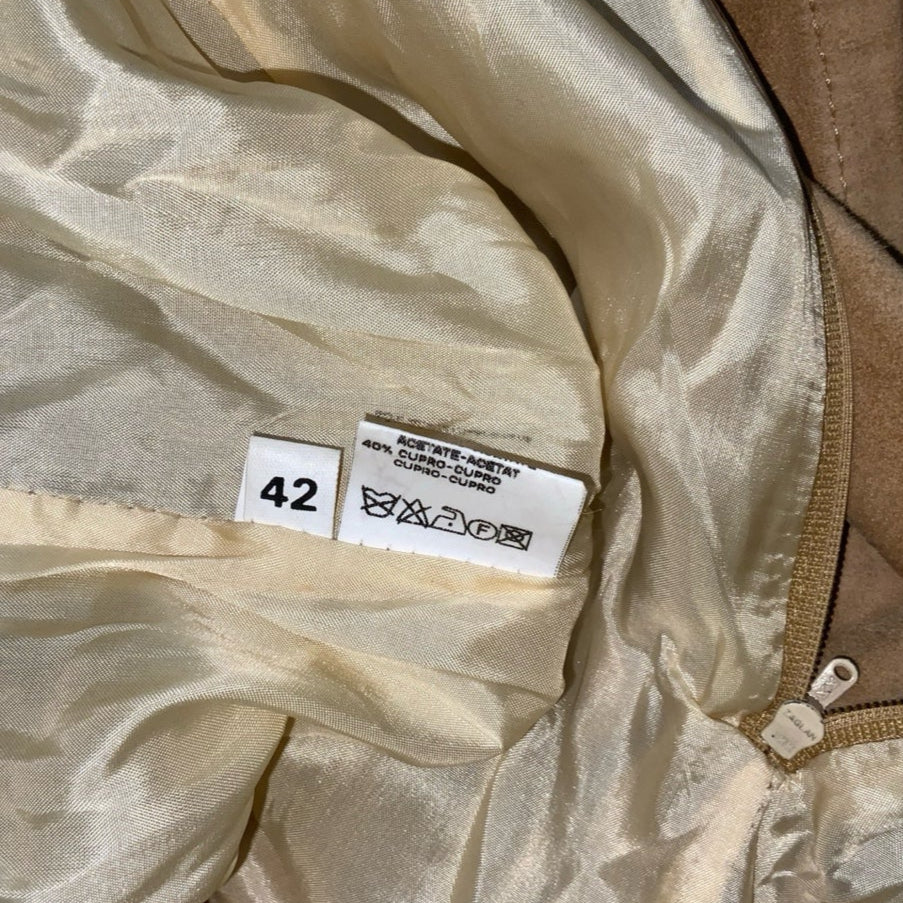 Vintage 90s Y2k ‘Air Boat’ Beige Suede Strappy Mini Dress 10 12