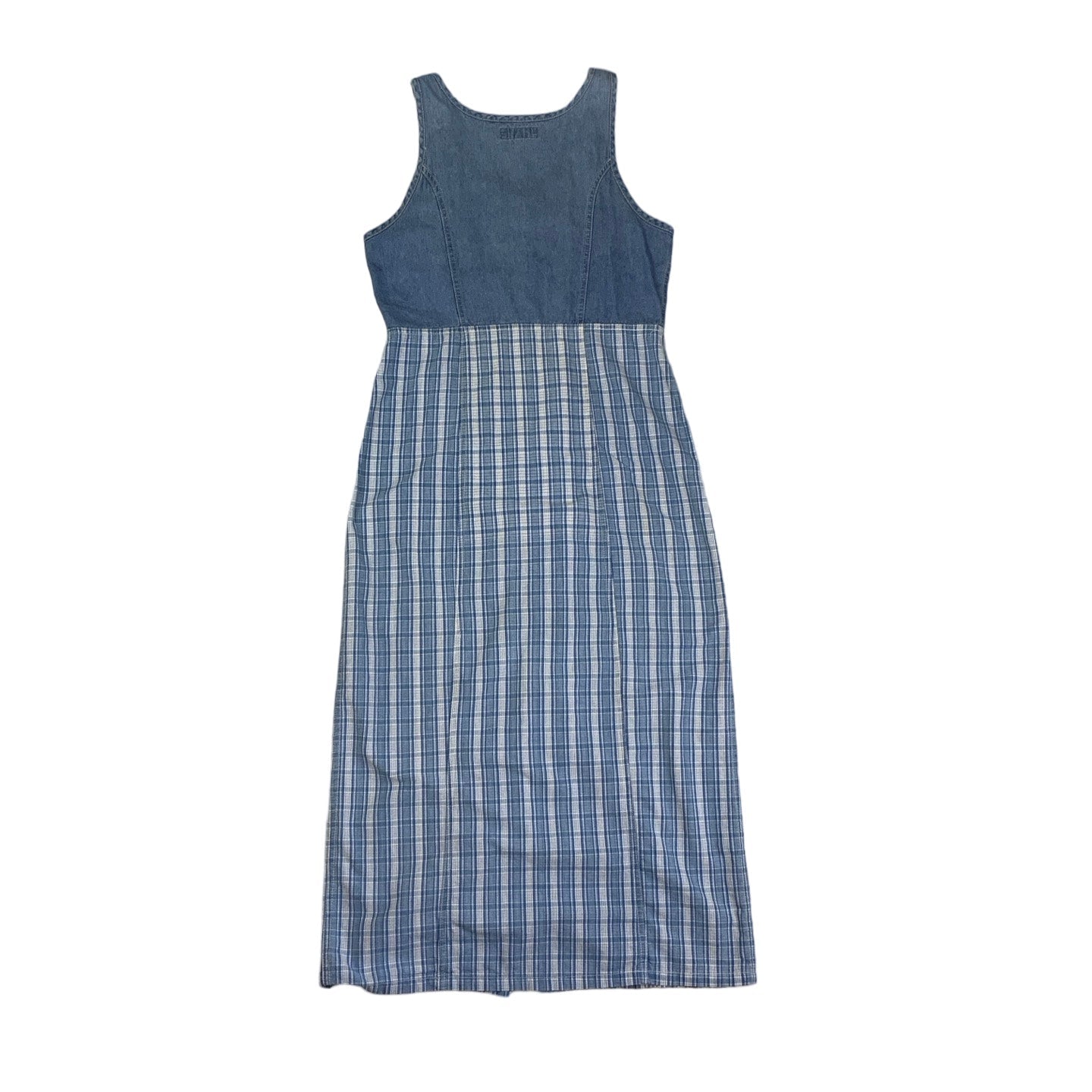 Vintage 90s Y2K ‘Broadway Industries’ Dungaree Tartan Midi Shirt Summer Dress 8