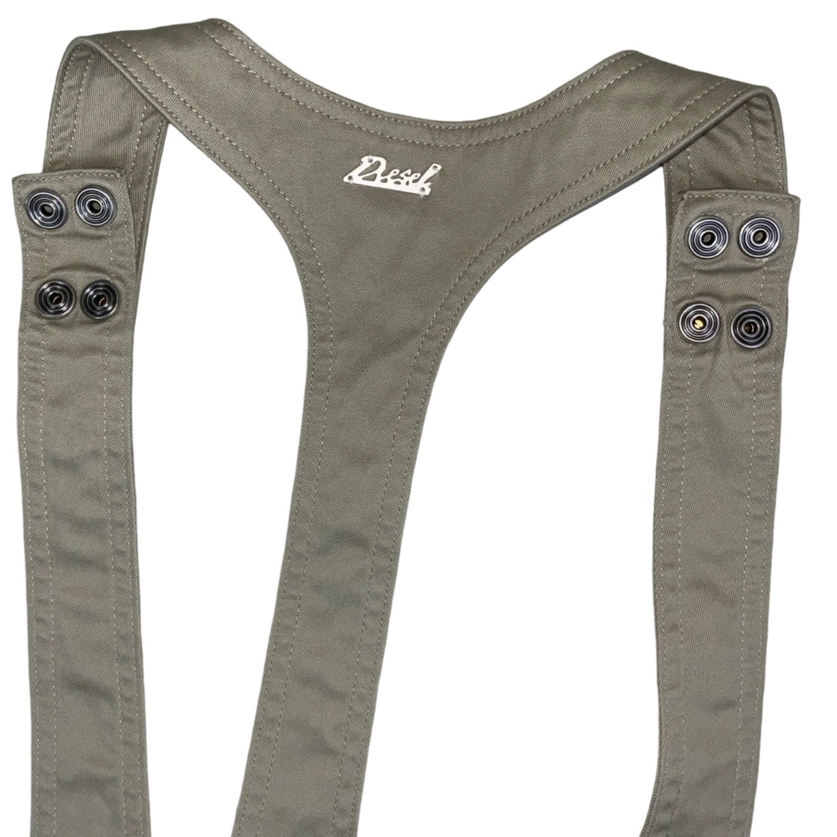Vintage ‘Diesel’ Beige Denim Dungaree Pinafore Mini Dress 8 10