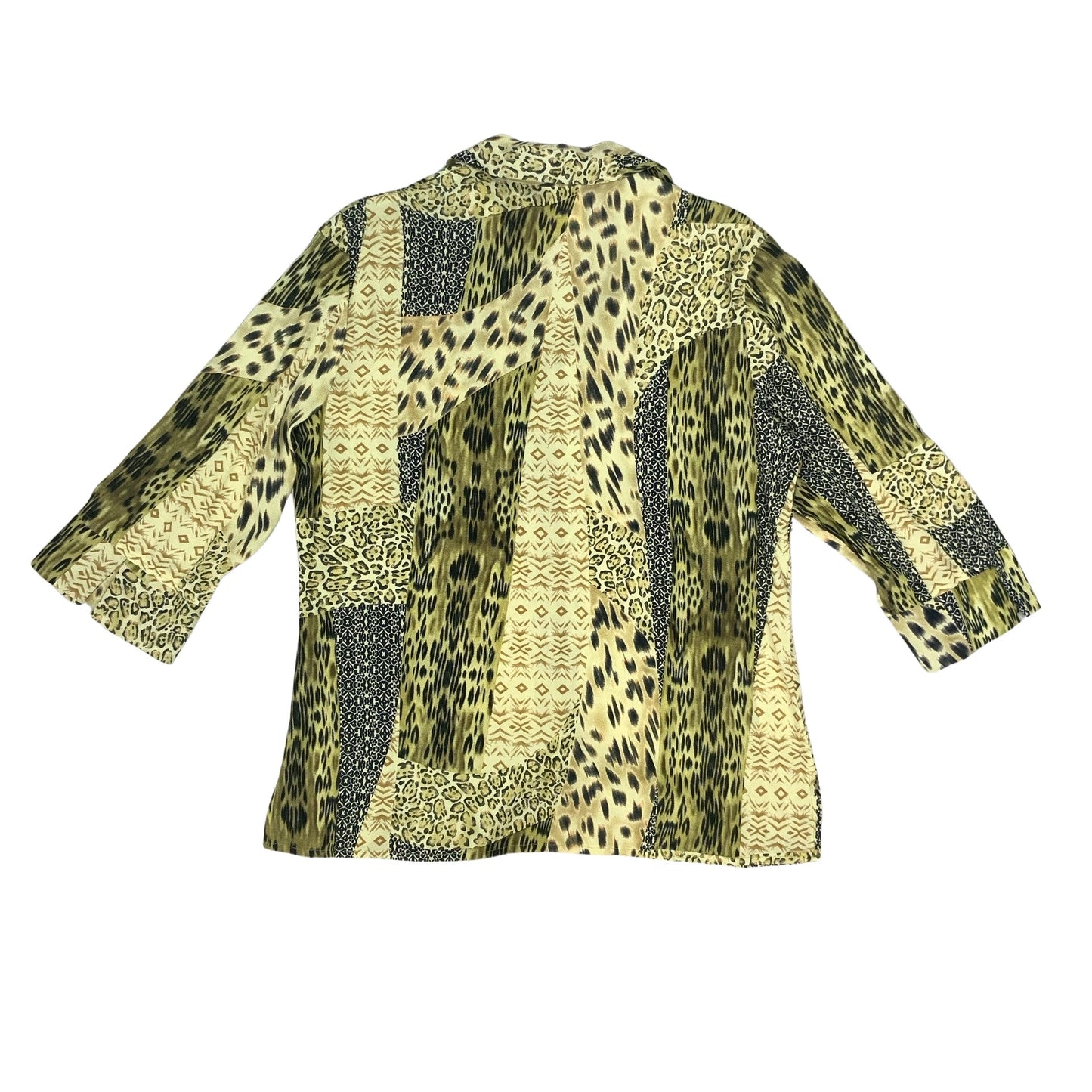 90s Lime Green & Black Animal Print Blouse 16