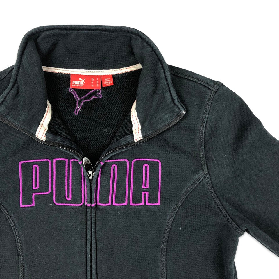 Black Puma Black Zip-up Sweater Track jacket UK 8 10
