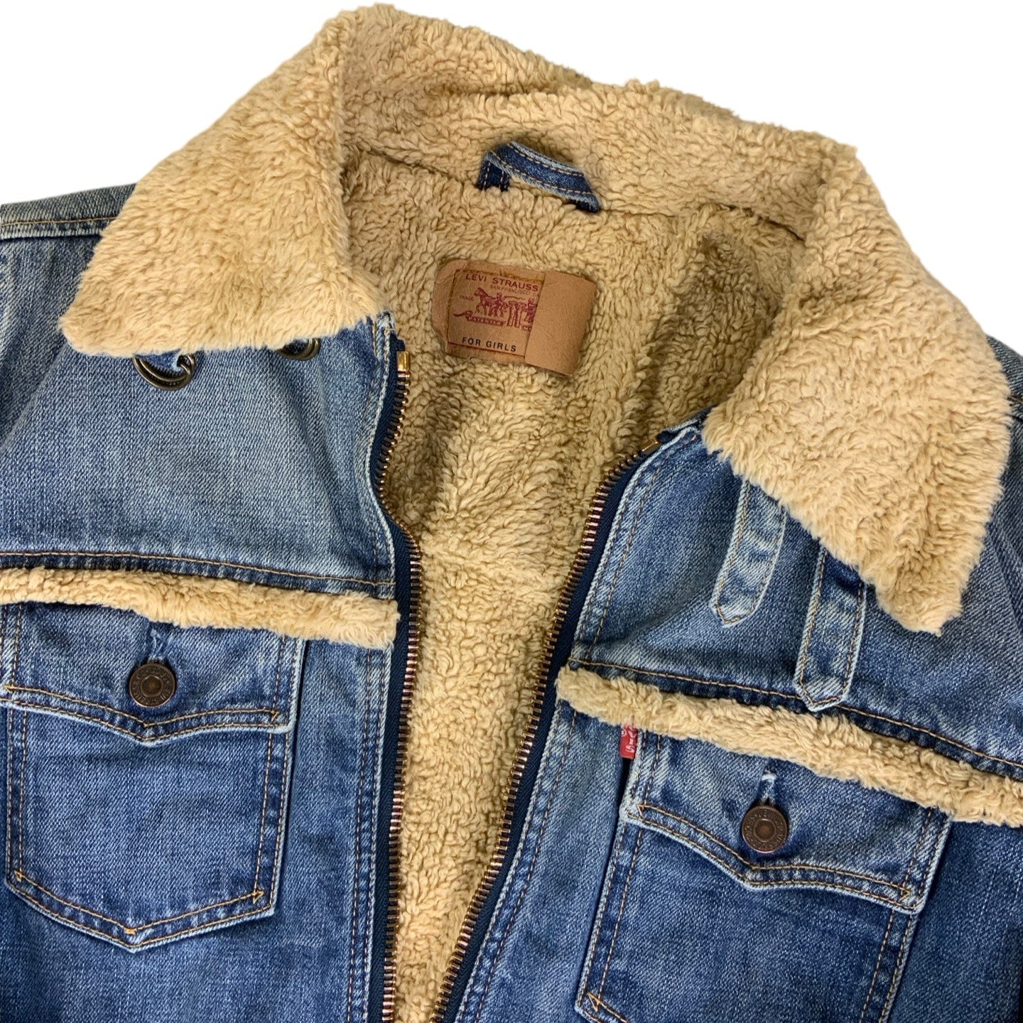 Vintage 00s Levi Strauss & Co Zip-Up Sherpa Denim Jacket S