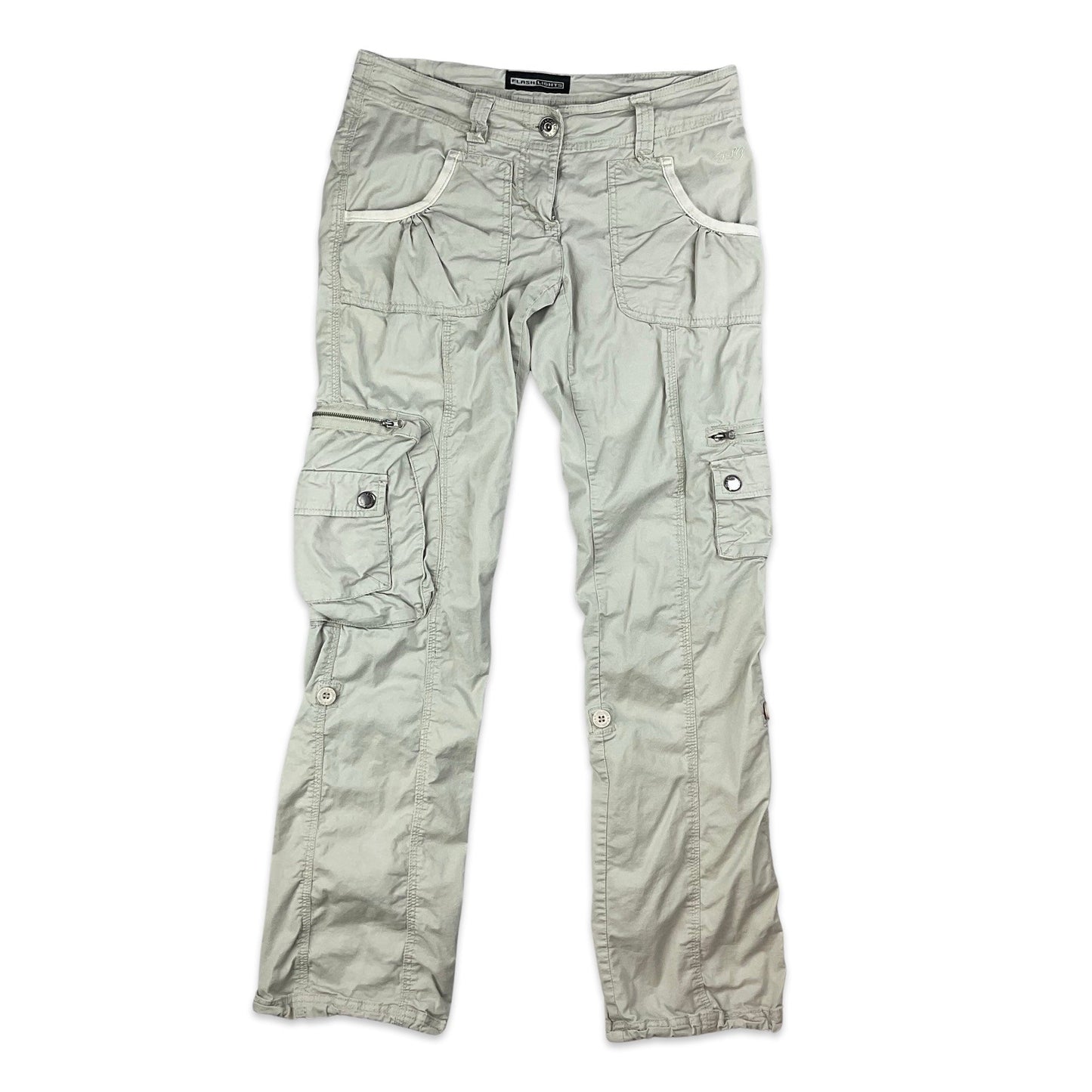 Y2K Beige Low Rise Cargo Trousers 10