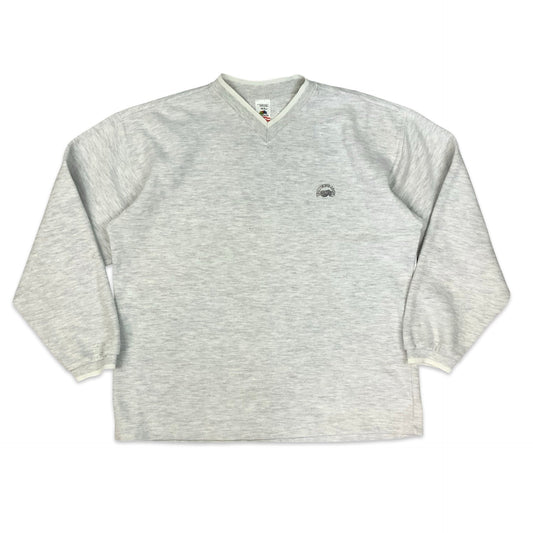 Vintage 90s Fruit of the Loom Grey V-neck Sweatshirt XXL
