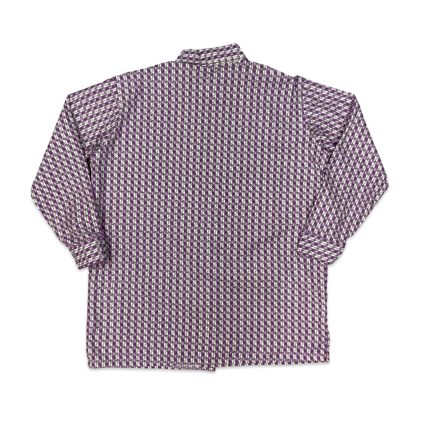 Vintage 70s Purple Abstract Print Shirt XL