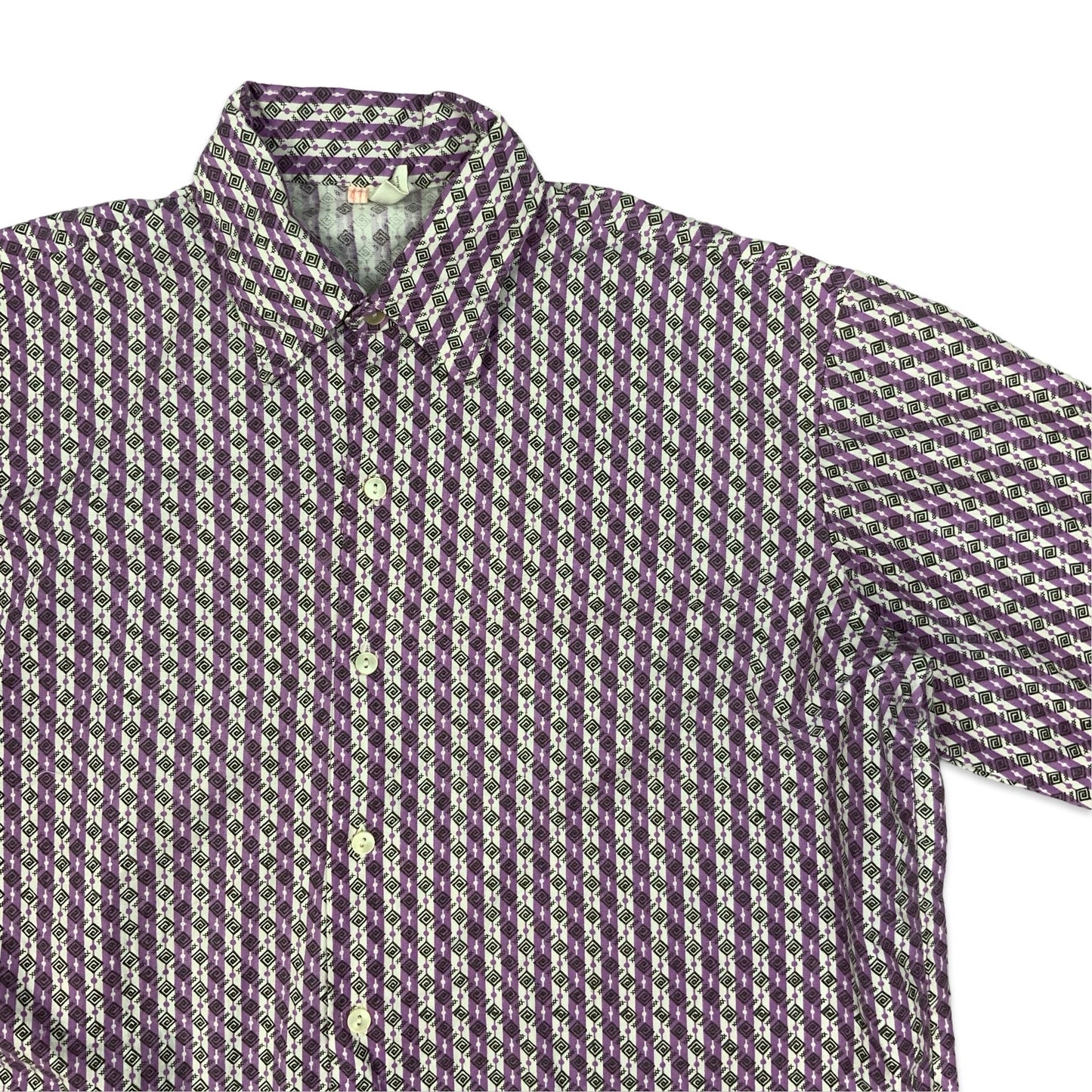 Vintage 70s Purple Abstract Print Shirt XL