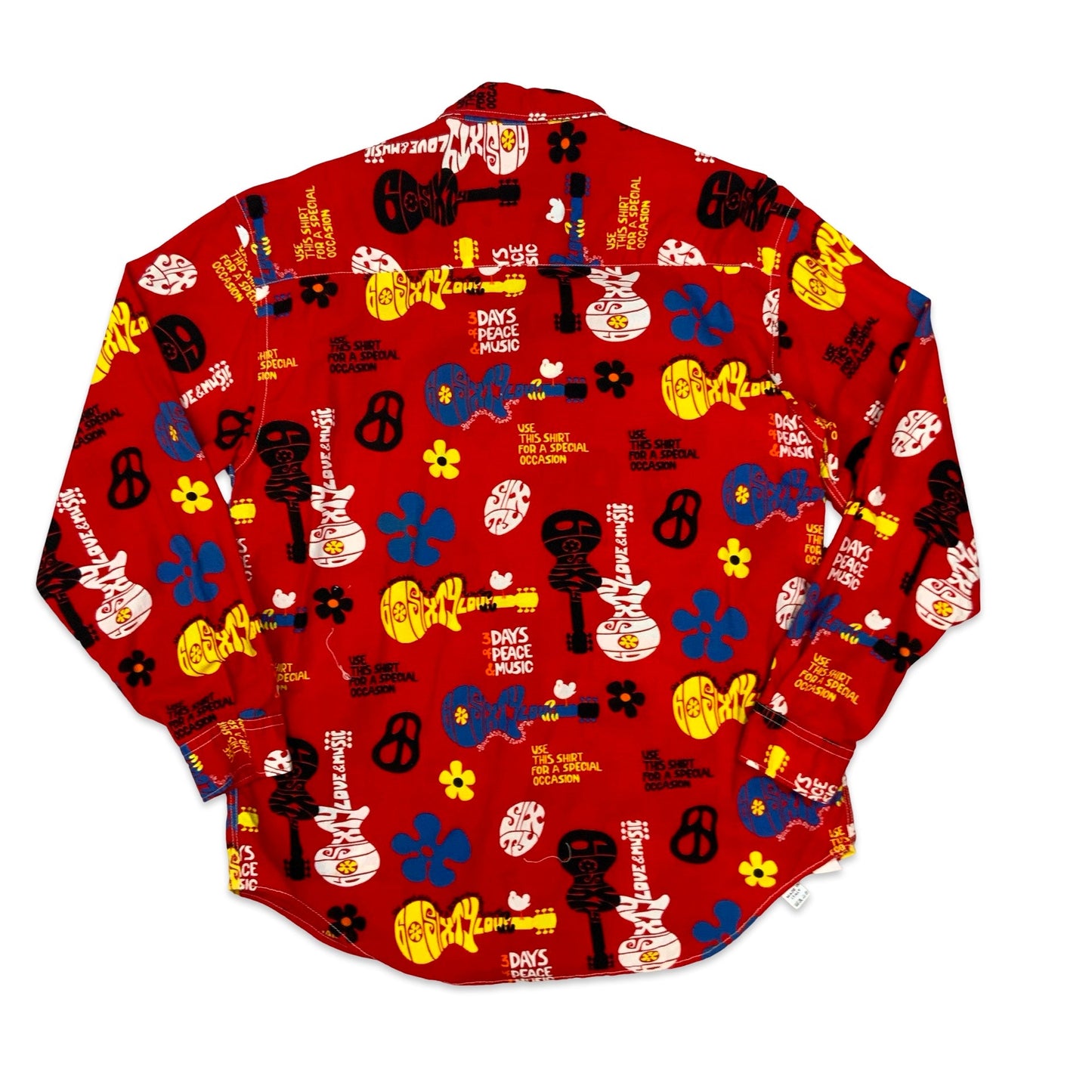 Vintage 90s-00s Hippie Themed Red Printed Shirt L
