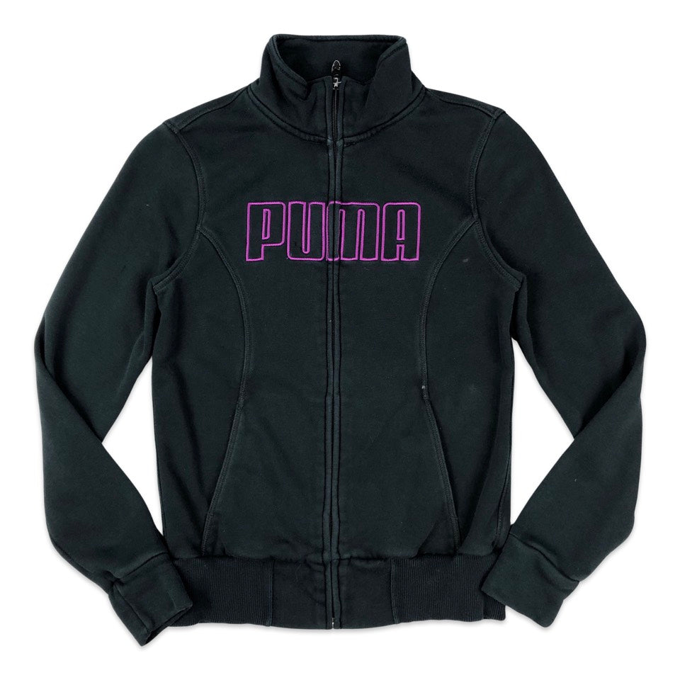 Black Puma Black Zip-up Sweater Track jacket UK 8 10