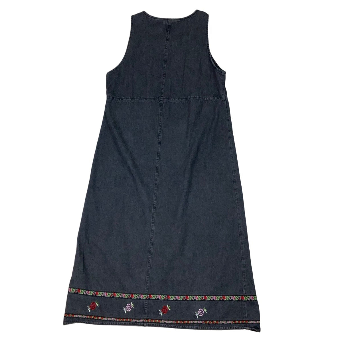 Vintage 90s ‘Erica & Co’ Black Denim Embroidered Maxi Summer Dress 12 14