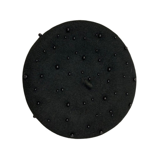 Vintage Black Beaded Beret