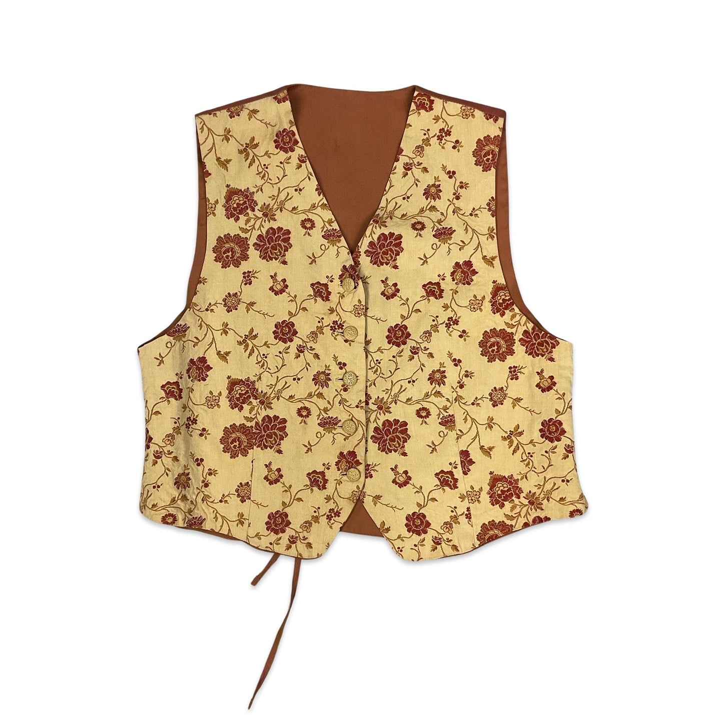 Vintage Orange & Cream Floral Waistcoat 12