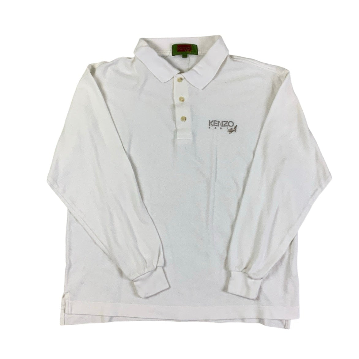 Vintage 90s Kenzo White Polo T-Shirt M