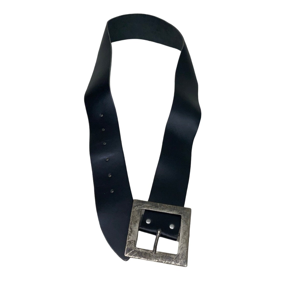 Vintage 90s 00s Black Leather Square Buckle Belt