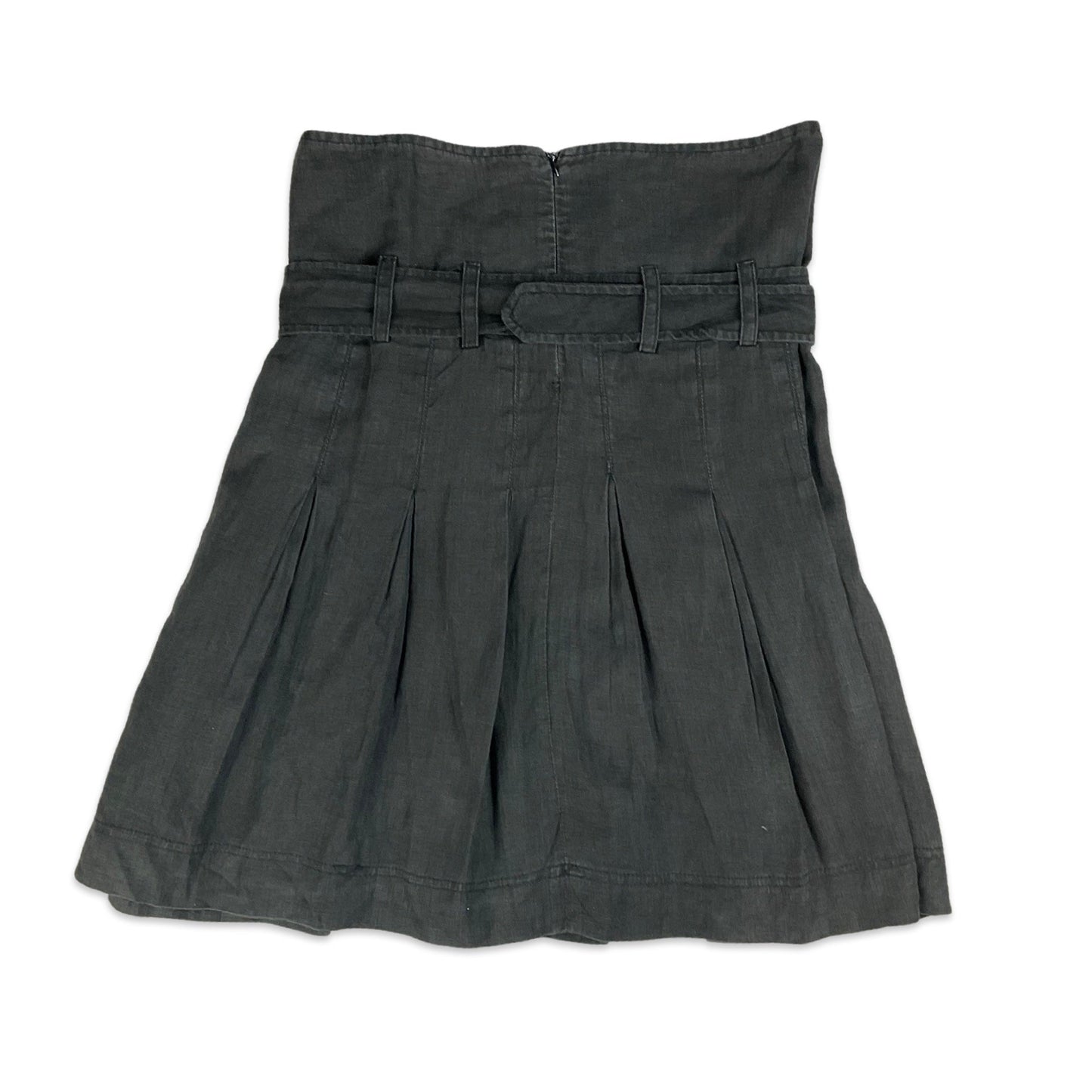90s Black High Waisted Pleated Skirt with Belt