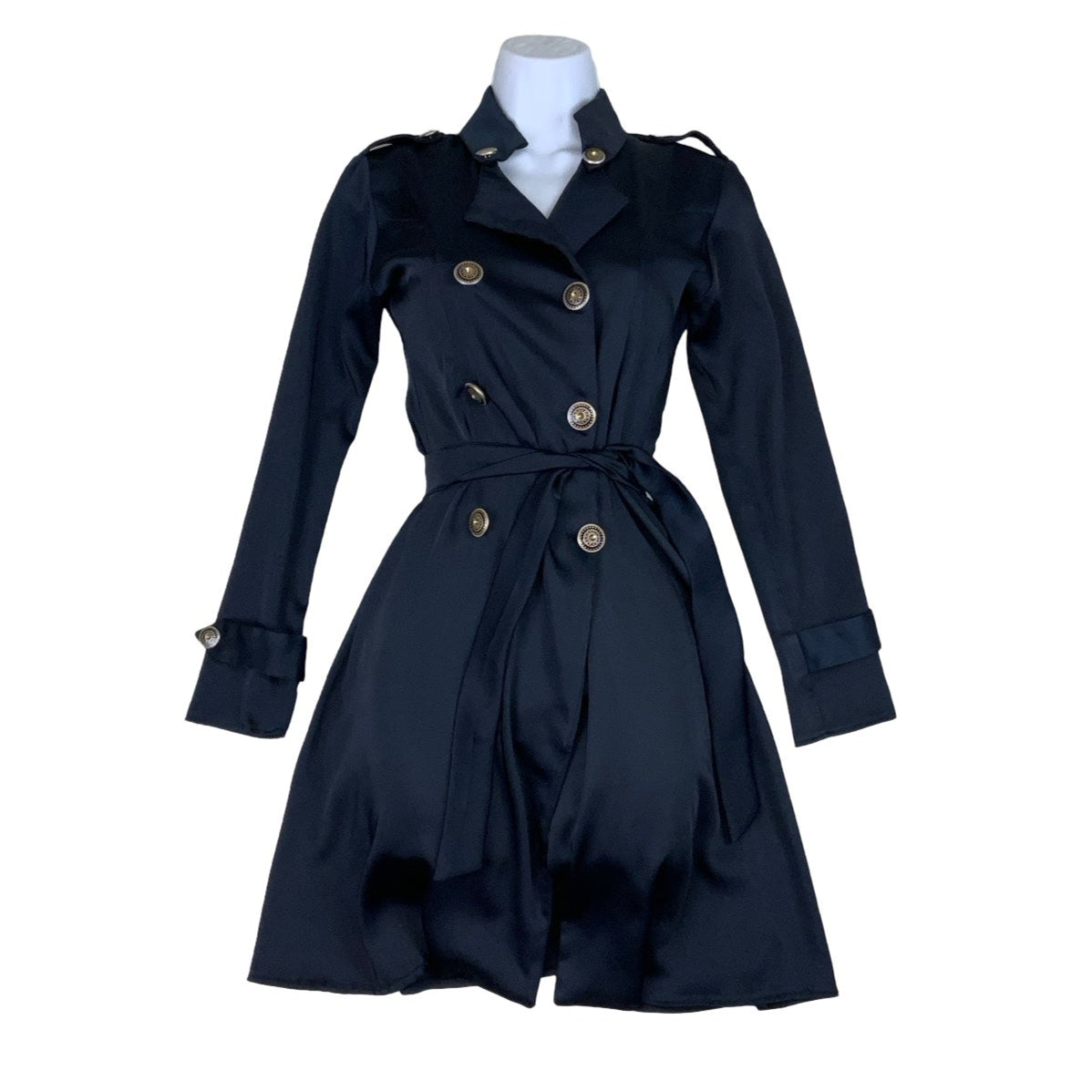 Vintage 90s Navy Blue Military Style Mini Day Dress XS 6