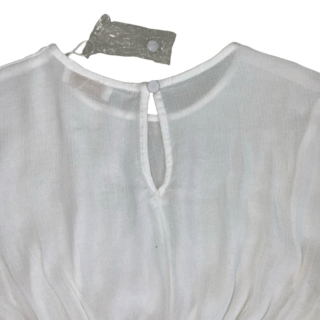 Vintage Y2k ‘Kookaï’ White Frill Long Sleeve Shirred Boho Blouse 4 XS