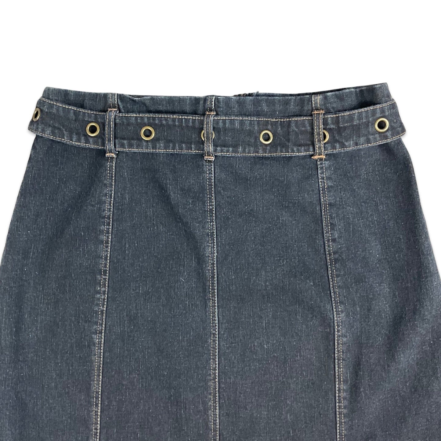 Vintage 90s Dark Blue Denim Midi Skirt 10 12 14