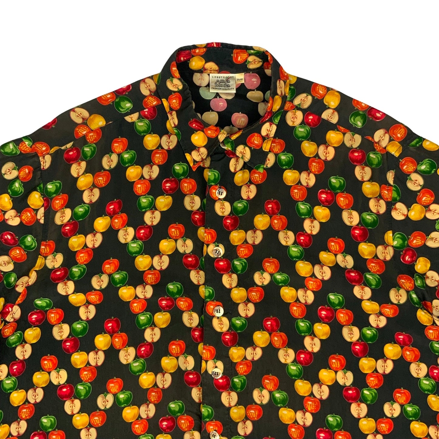 Vintage Black Fruit Print Shirt L