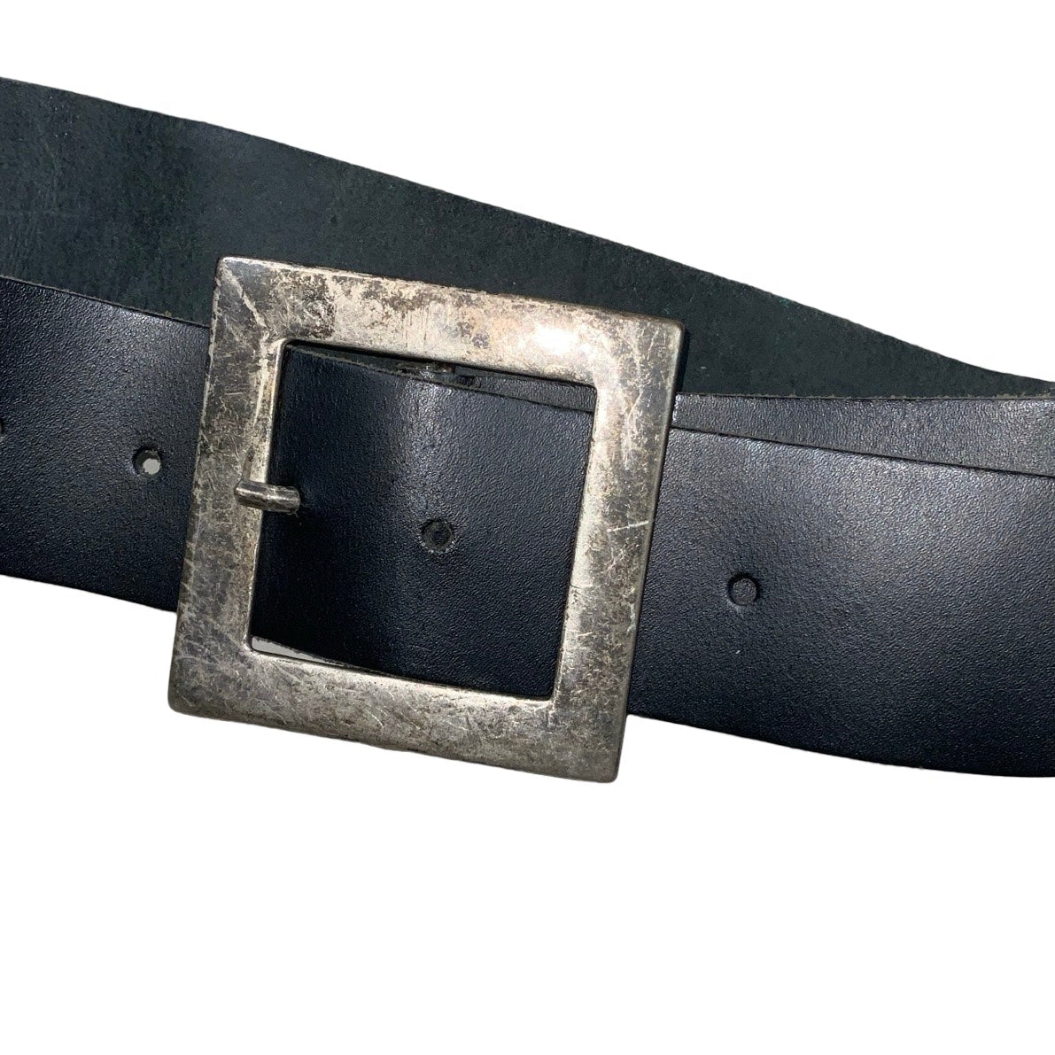 Vintage 90s 00s Black Leather Square Buckle Belt