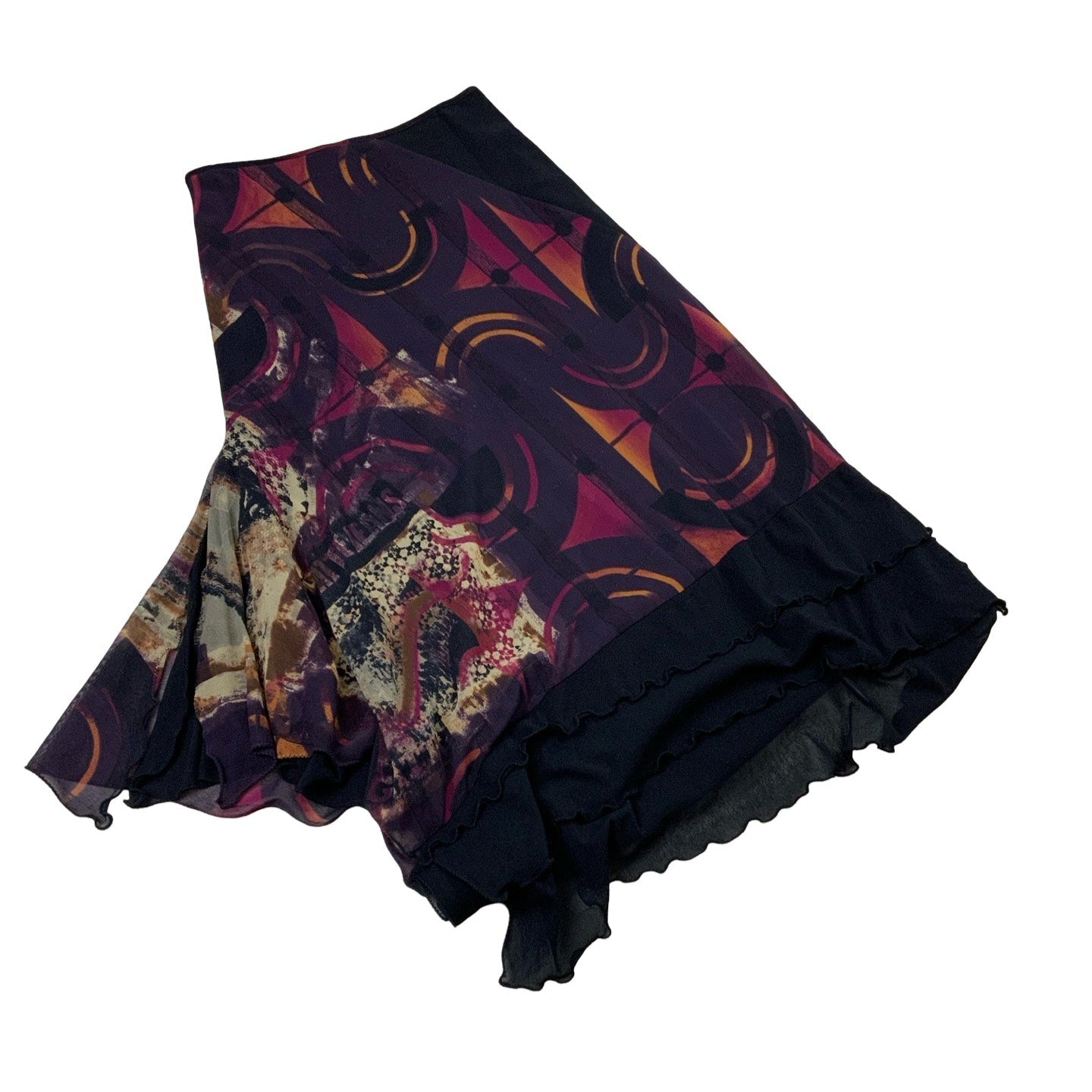 Vintage 90s Y2K ‘Legatte Jeans’ Purple Asymmetric Mesh Midi Skirt 10 12