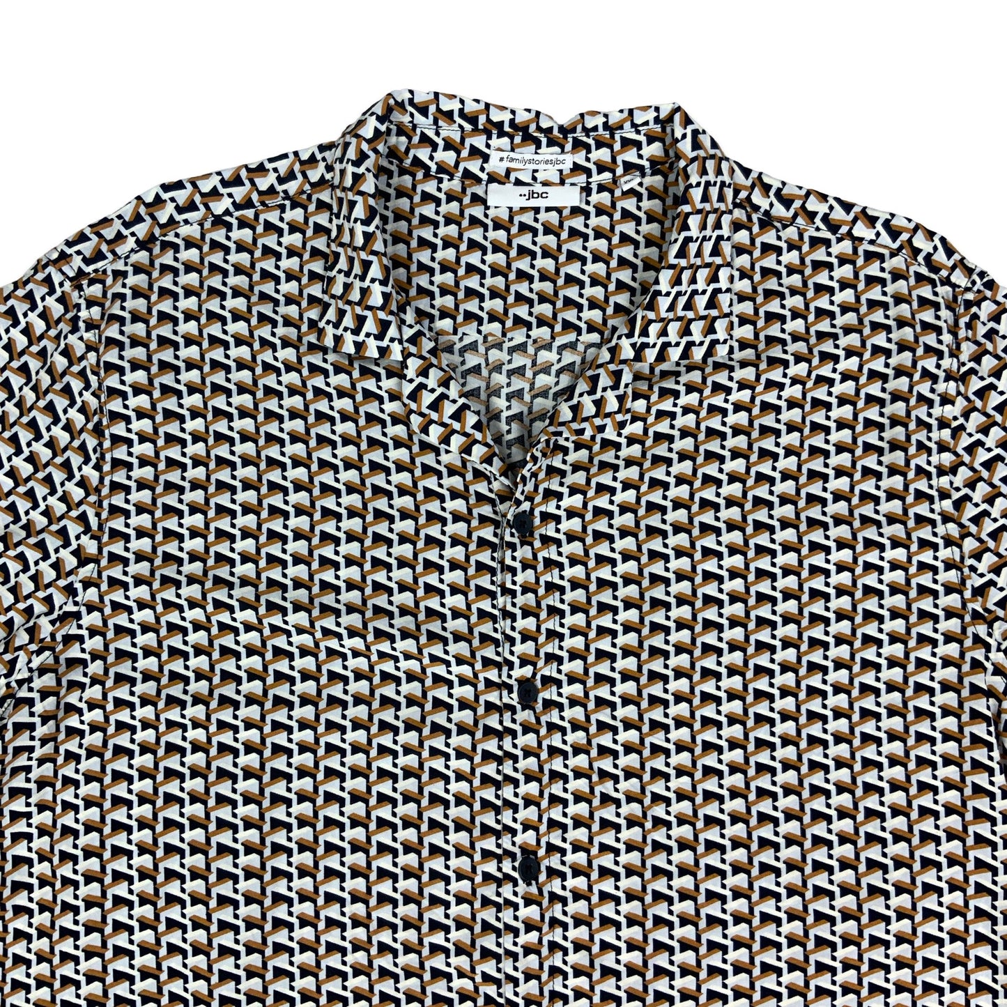 90s Navy & Orange Geometric Print Shirt XL