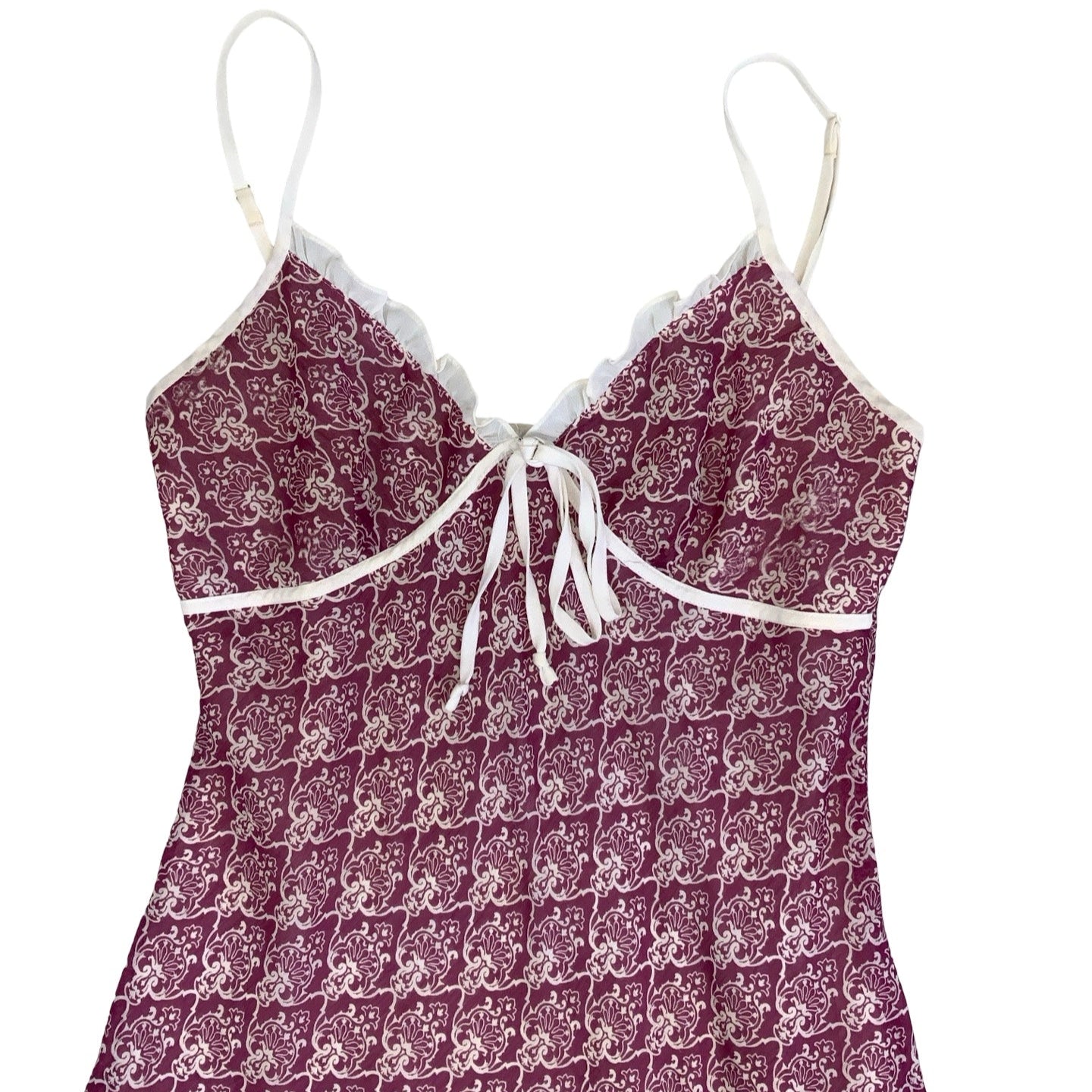 Vintage 90s Y2k ‘Etam’ Pink White Mini Slip Dress 8 10