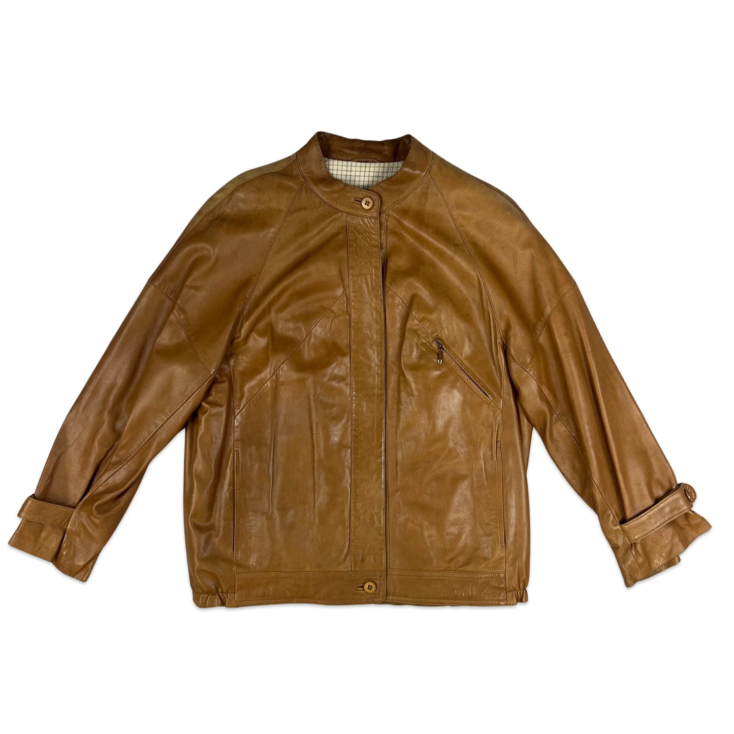 Vintage 80s Leather Jacket Tan 14 16