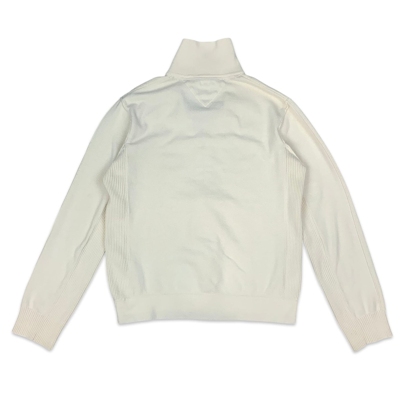 80s White Tommy Hilfiger Zip Up Knit L
