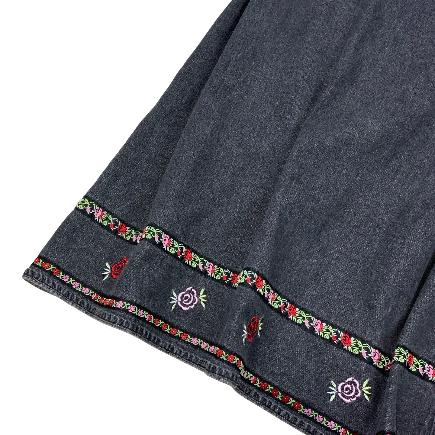 Vintage 90s ‘Erica & Co’ Black Denim Embroidered Maxi Summer Dress 12 14