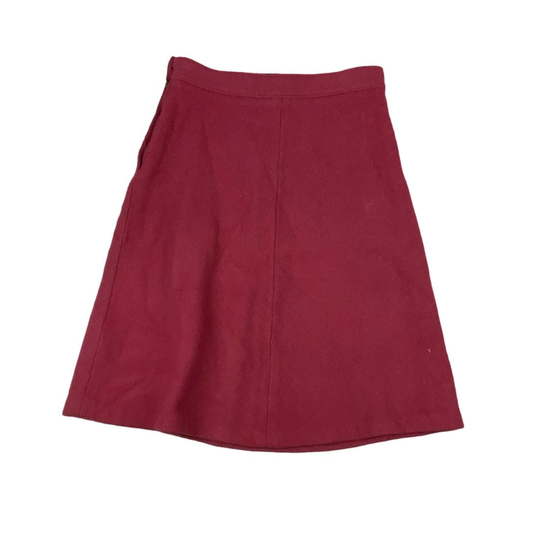 Vintage 60s 70s Red Wool Midi Skirt S 10 12