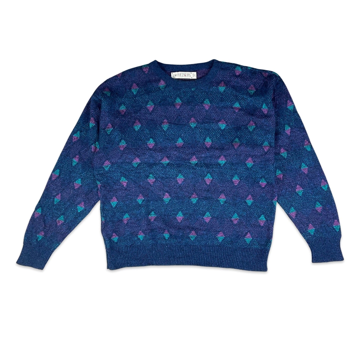 80s Blue & Purple Patterned Knit Jumper