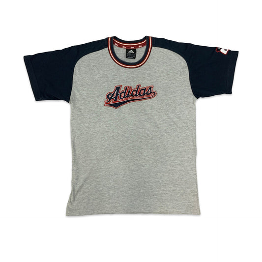 Y2K Navy Grey & Red Adidas Tee M