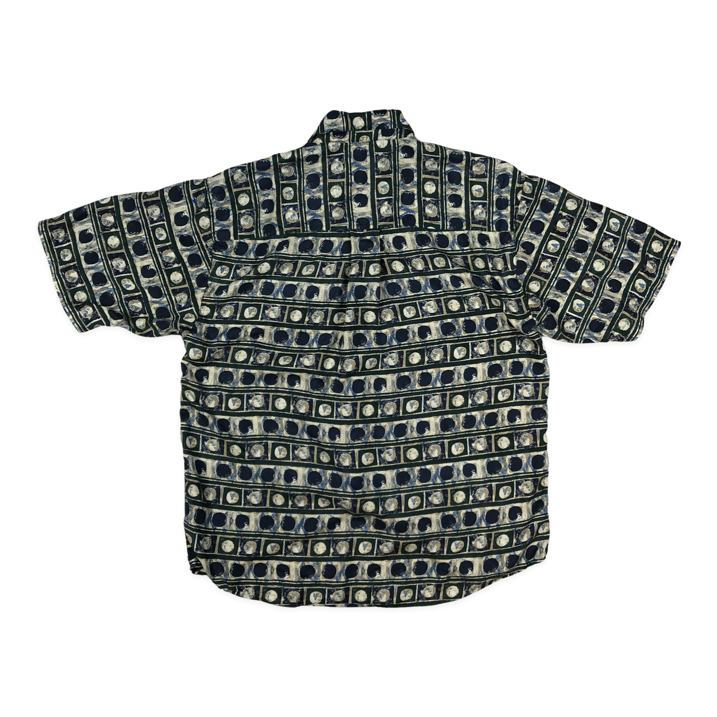 Vintage Abstract Print Blue Shirt L
