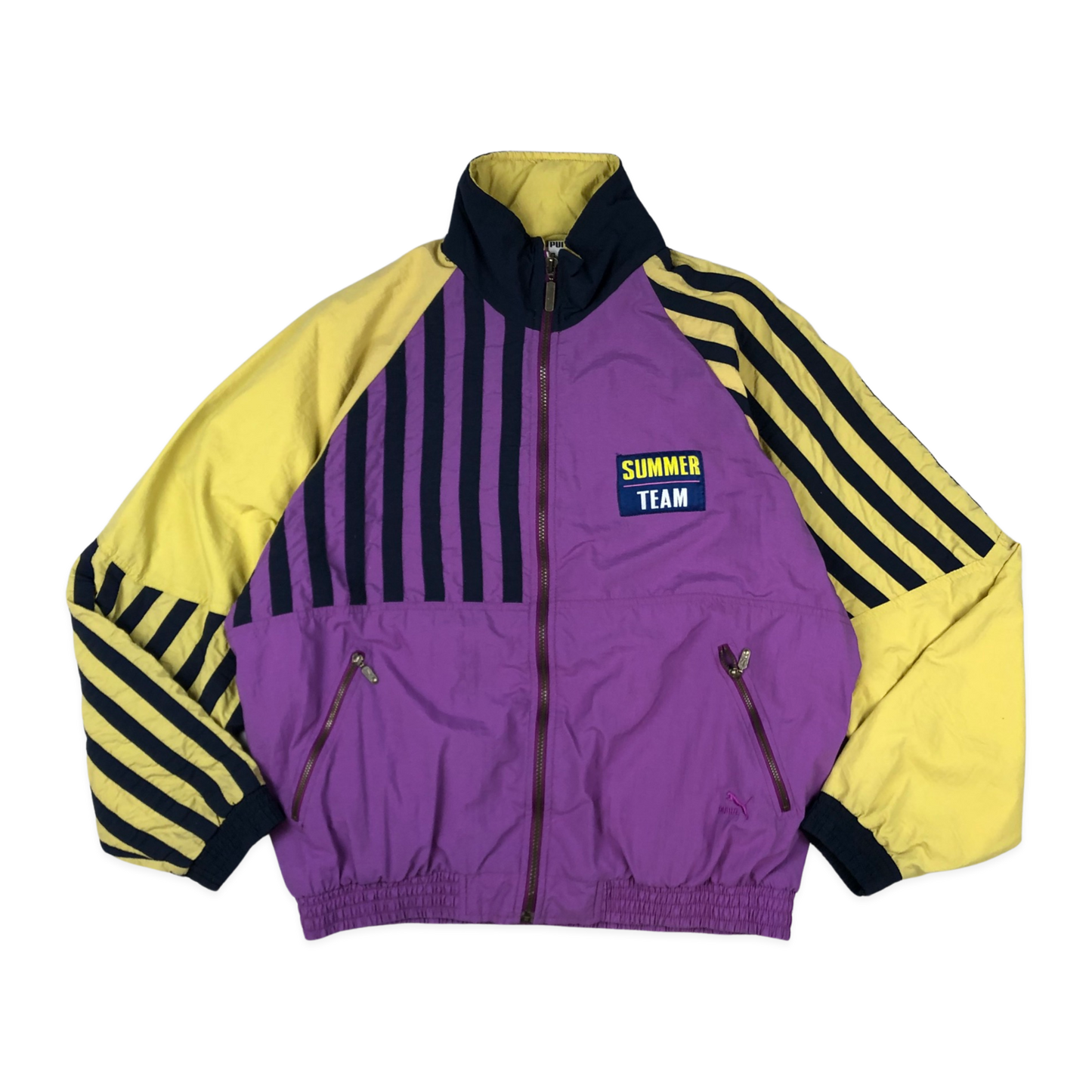 Vintage 90s Puma Yellow, Black, Purple "Summer Team" Shell Coat M