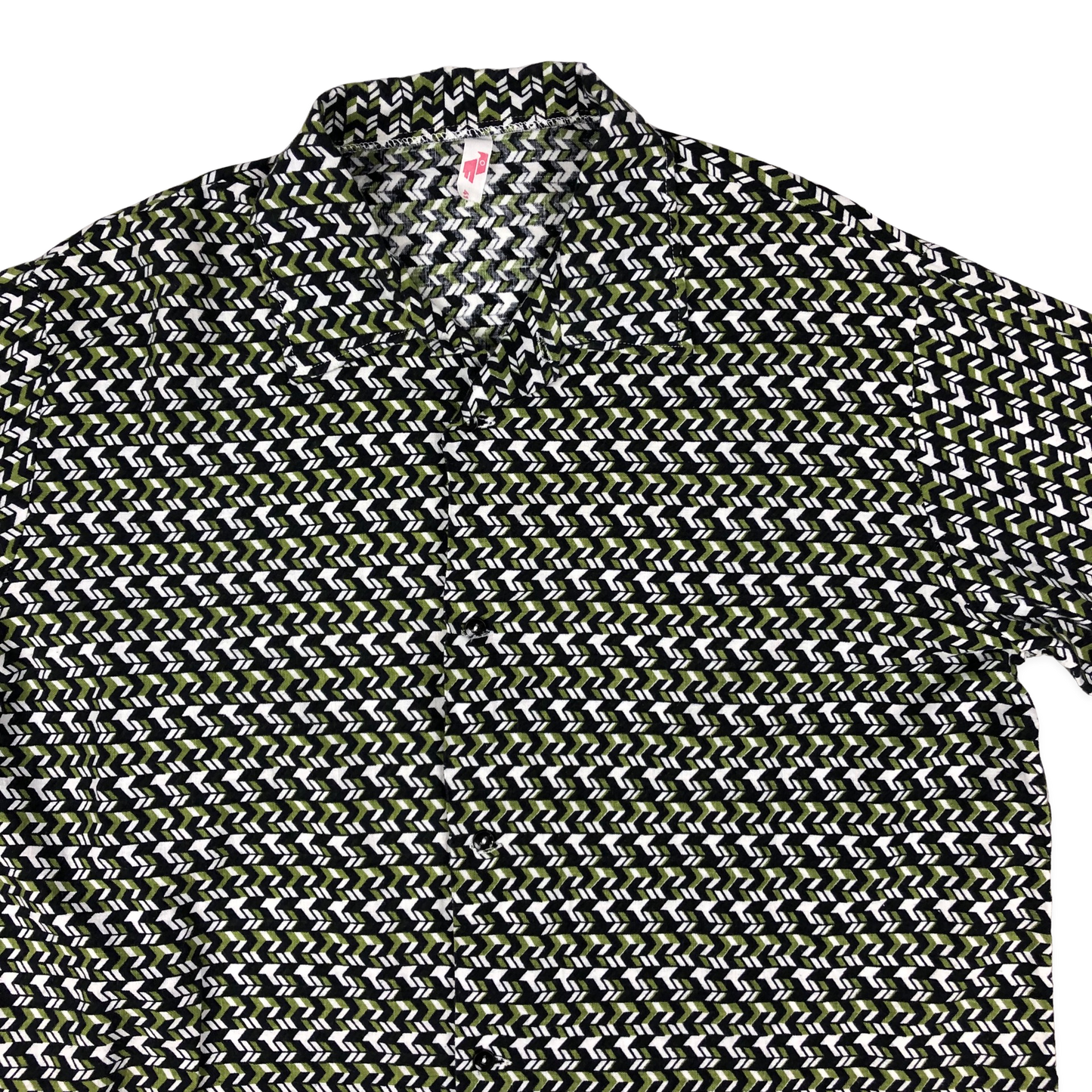 Vintage 70s 80s Green and Black Abstract Print Shirt L