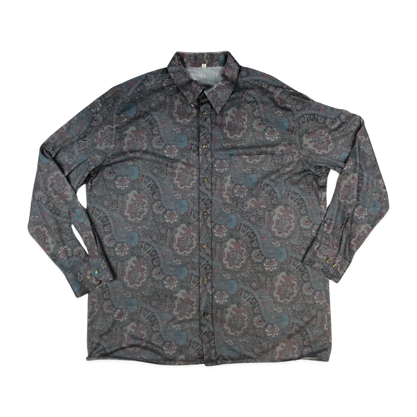 Vintage 80s Purple Paisley Print Shirt L-XXL