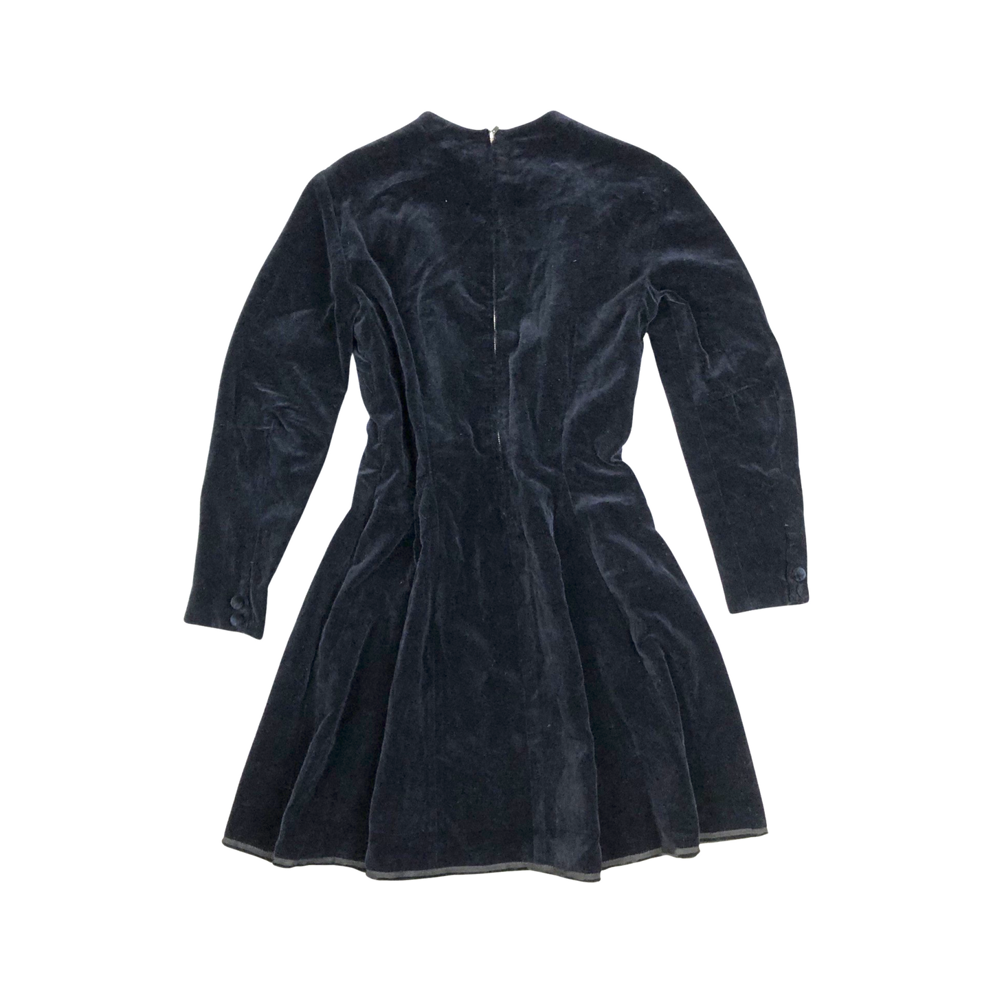 Vintage Black Velvet Long Sleeved Dress 8 10
