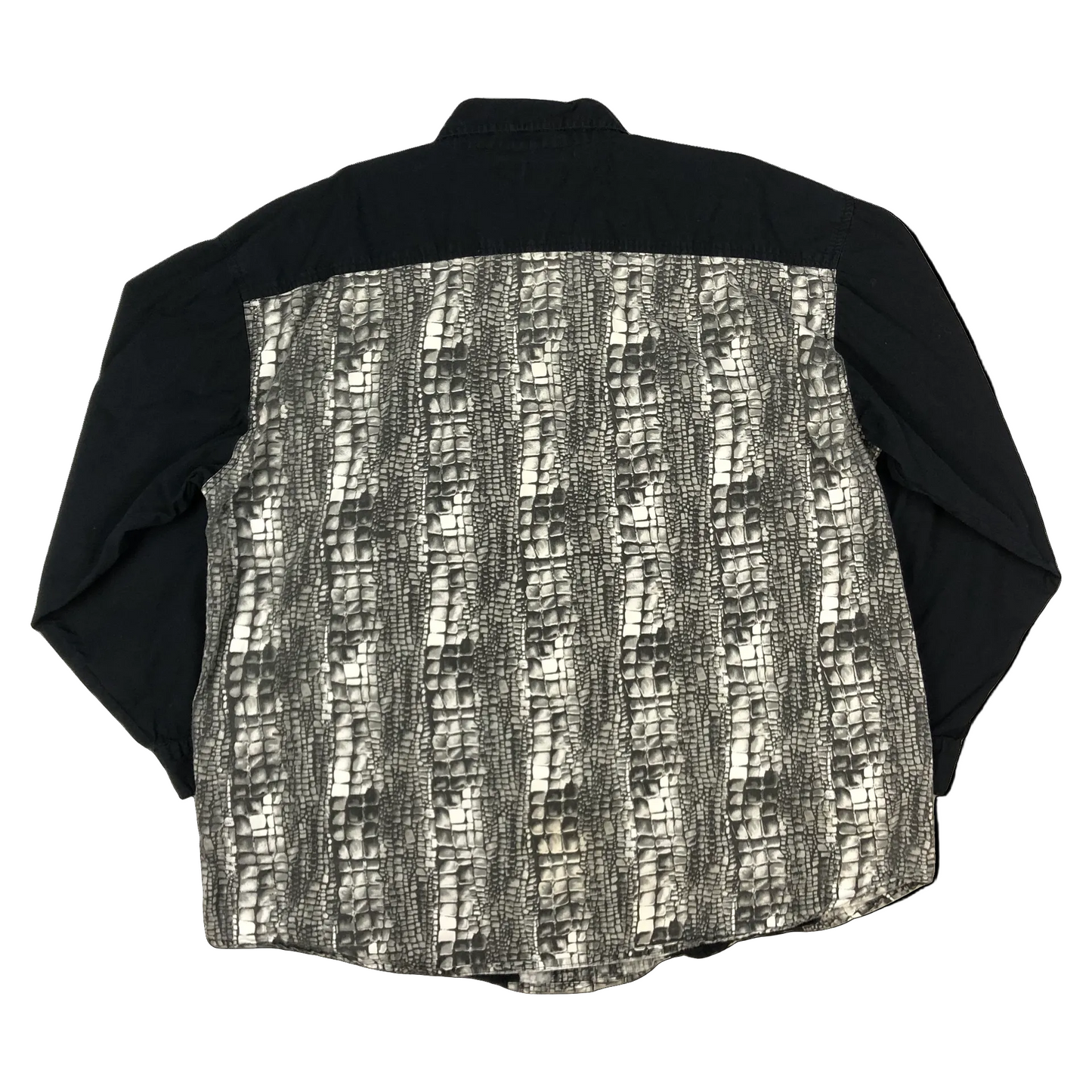 Vintage 90s Black and Grey Panelled Cotton Shirt 2XL